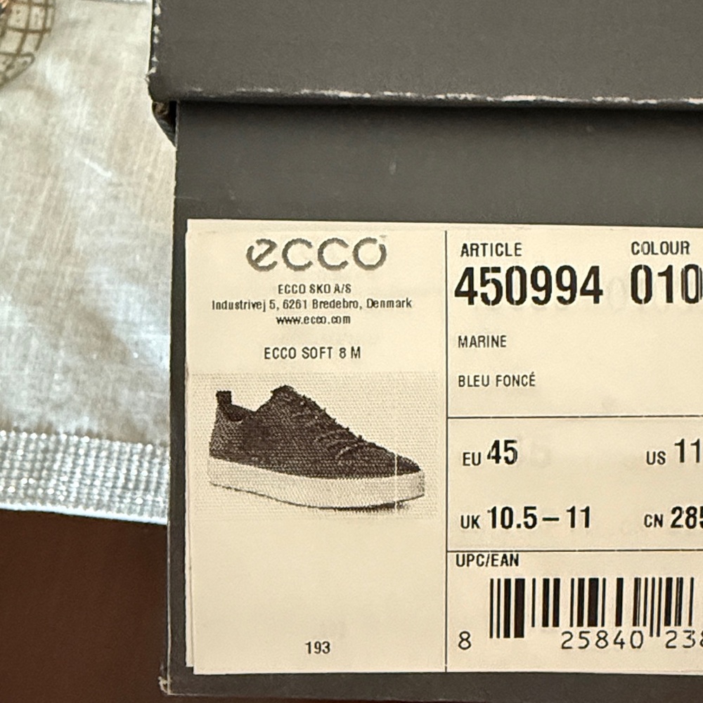 Ecco Navy Leather Sneakers with Tan Laces - Picture 7 of 8